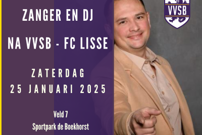 DJ en zanger na afloop van VVSB - FC Lisse